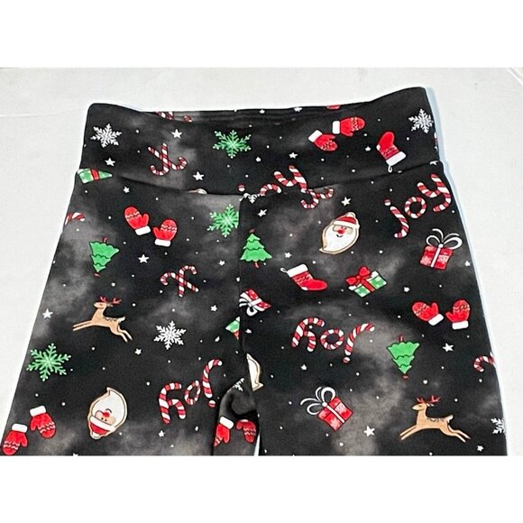 No Boundaries Christmas fleece sweatpants womens medium 7 - 9 24 x 29 black - Picture 2 of 10